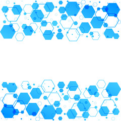 Background with hexagonal shapes in blue. Vector illustration