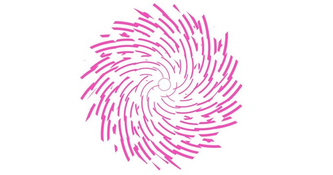 blocks of abstract pixel animated in circular radio wave. Abstract creations of circular shapes. Multicolor stripes elements moving in circular motion as a digital vortex
