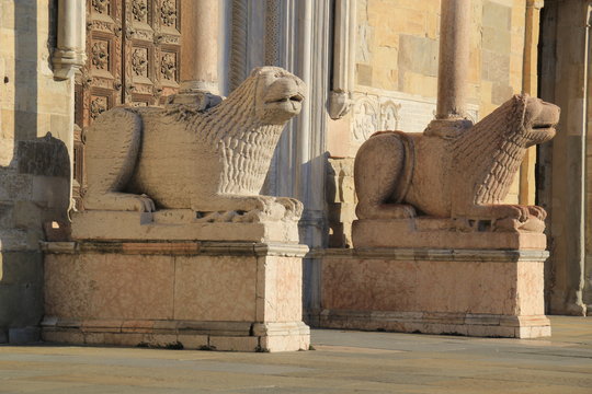 The lion at Parma Cathedral, Italy