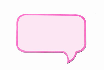Speech bubble as a cloud with pink border isolated on white background.