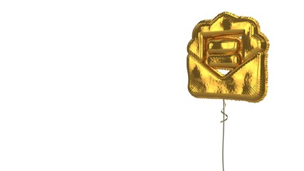 gold balloon symbol of envelope open text on white background