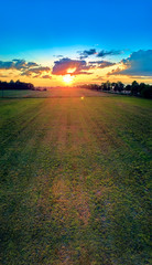 Beautiful panoramic aerial drone view to Bialowieza Forest - one of the last and largest remaining parts of the immense primeval forest that once stretched across the European Plain