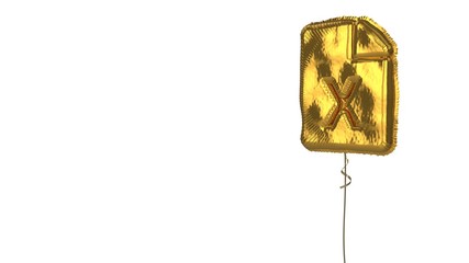 gold balloon symbol of file excel on white background