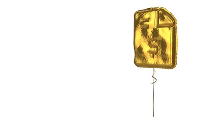 Fototapeta na wymiar gold balloon symbol of file invoice dollar on white background