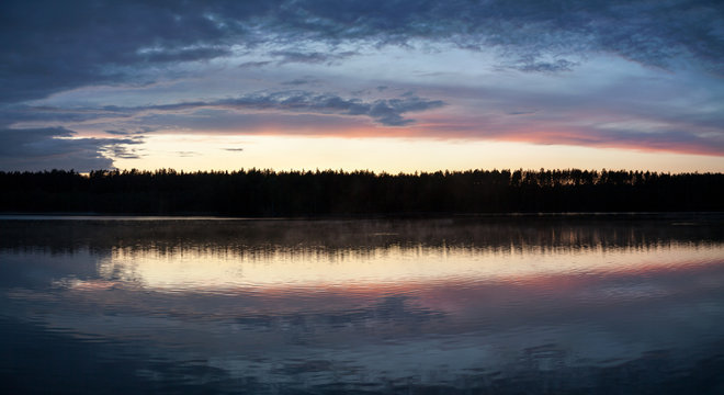 Baltis Lake Panorama After the Sunset © Ramunas