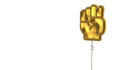 Fototapeta na wymiar gold balloon symbol of fist raised on white background