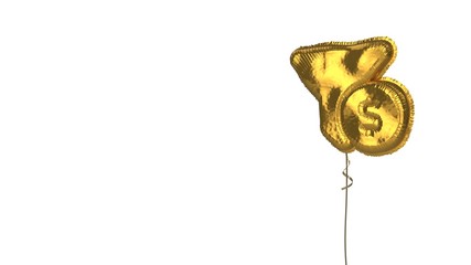 gold balloon symbol of funnel dollar on white background