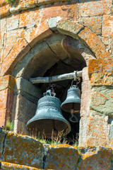 Obraz premium Closeup of a bell in an orthodox temple in the belfry, Georgia