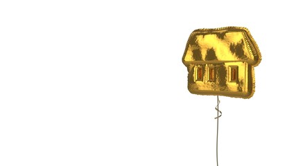 gold balloon symbol of house  on white background
