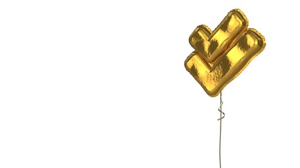 gold balloon symbol of check double on white background