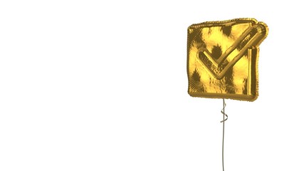 gold balloon symbol of checked  on white background