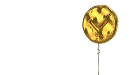 gold balloon symbol of chevron circle down on white background