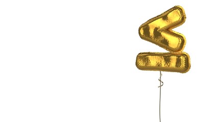 gold balloon symbol of less than equal on white background