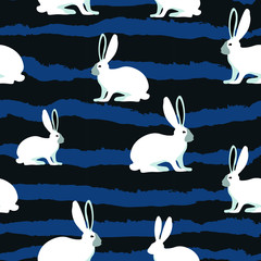 rabbits animals vector seamless pattern