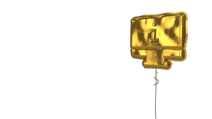 gold balloon symbol of monitor on white background