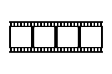 Photo film strip frame, video tape, black isolated on white background, vector illustration.
