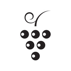 Grape icon, black isolated on white background, vector illustration.