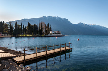 Anfo on Lake Idro, a beautiful town with a tourist and fishing port, a tourist destination for...