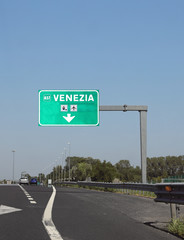 Road Exit of italian highway to Venice Island © ChiccoDodiFC