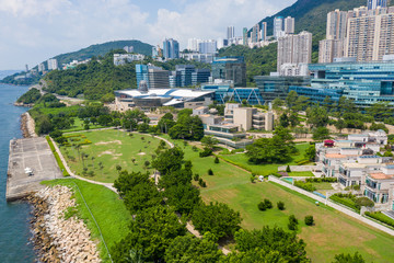 Aerial view of cyberport in hong kong island
