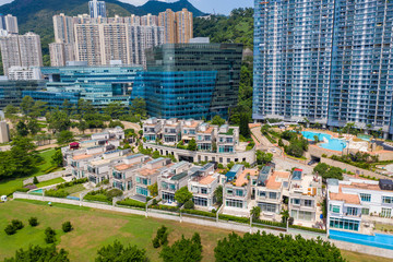 Naklejka premium Aerial view of cyberport in hong kong island