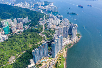 Fototapeta na wymiar Aerial view of cyberport in hong kong island