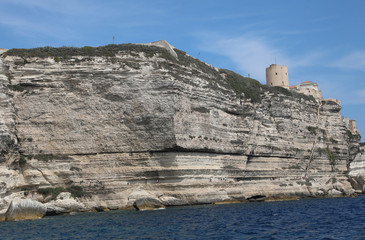Cliffs of Bonifacio Town in the Corsica Island in Mediterranean