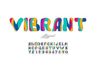 Colourful bold alphabet. Urban old vivid color vector font. Alphabet and abc trendy typeface, typography vivid illustration.