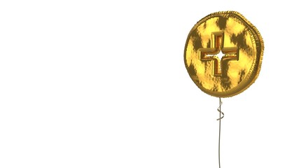gold balloon symbol of plus circle on white background