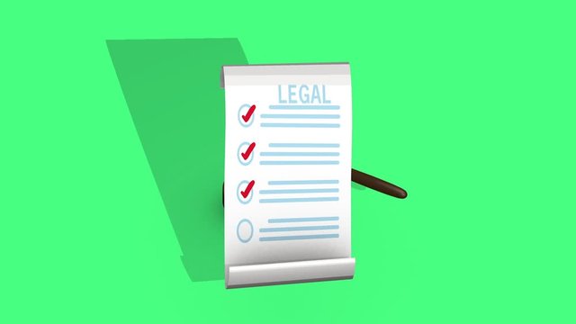 Legal Gavel Paper Isometric Animation Loop. isometric animation of a gavel striking block and paper appears with legal text