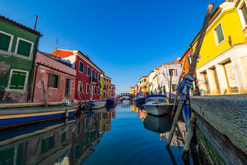 Fototapeta na wymiar Canal of Burano a village in the Venice Lagoon
