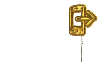gold balloon symbol of smartphone  on white background