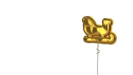 gold balloon symbol of sleigh on white background