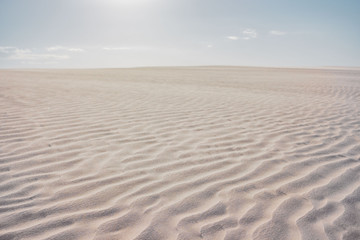Fototapeta na wymiar paradise oasis lake in desert with sand dunes Lençois Maranhenses dreammy texture 