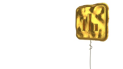 Fototapeta na wymiar gold balloon symbol of square on white background