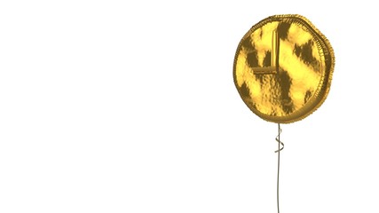 gold balloon symbol of time on white background