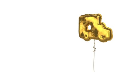 gold balloon symbol of truck on white background