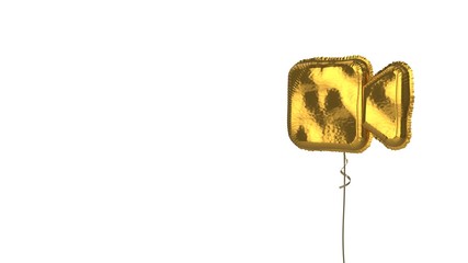 Fototapeta na wymiar gold balloon symbol of video on white background