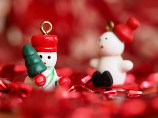 winter decoration with wooden toys