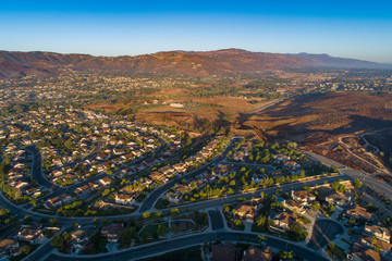 aerial photo of residential homes in california	