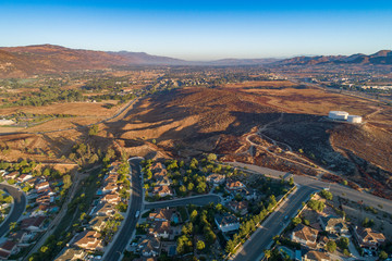 aerial photo of residential homes in california	