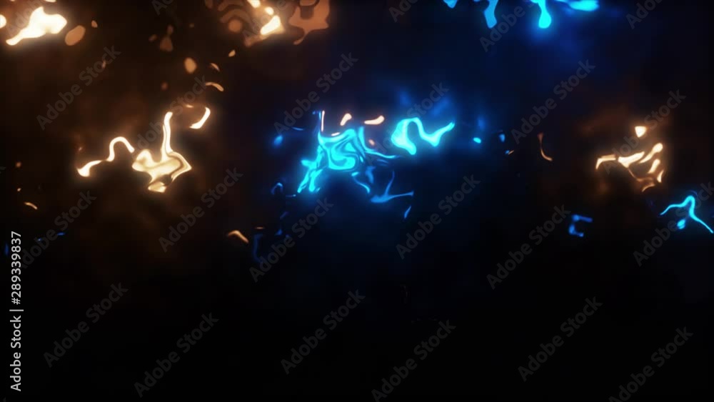 Poster shining golden blue 3d loop for vj dj and party background with copy space