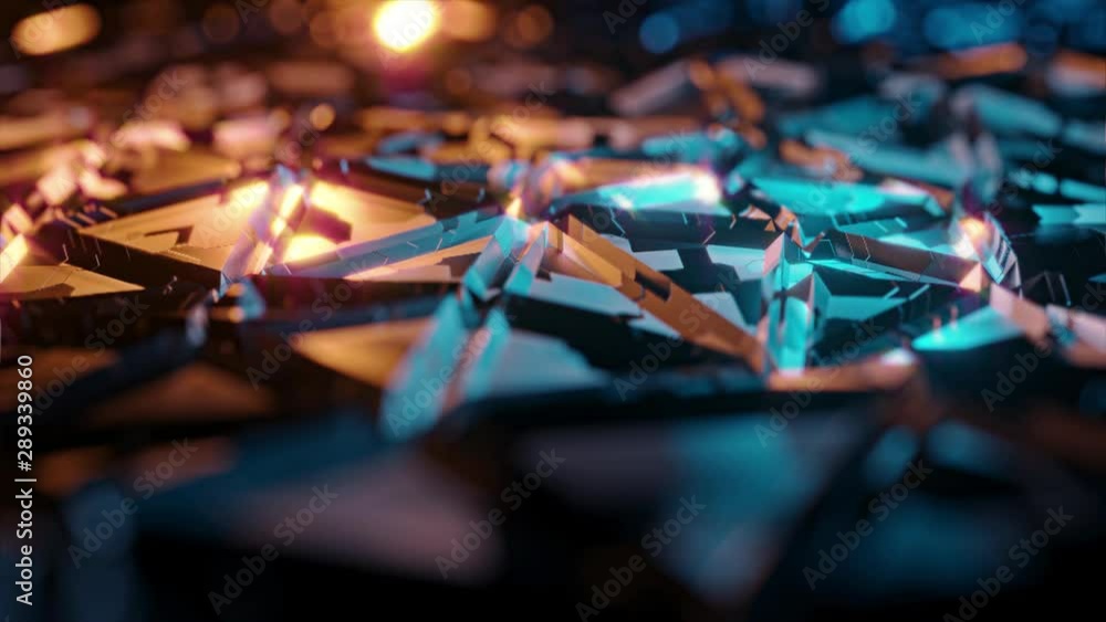 Poster shining golden blue 3d loop for vj dj and party background with copy space