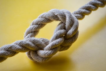 A knot in a piece of natural hemp rope