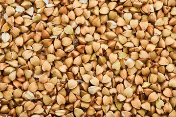 top view of raw uncooked organic buckwheat