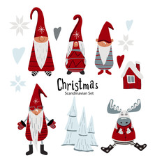 Gnomes Christmas set.  Hand-drawn characters 