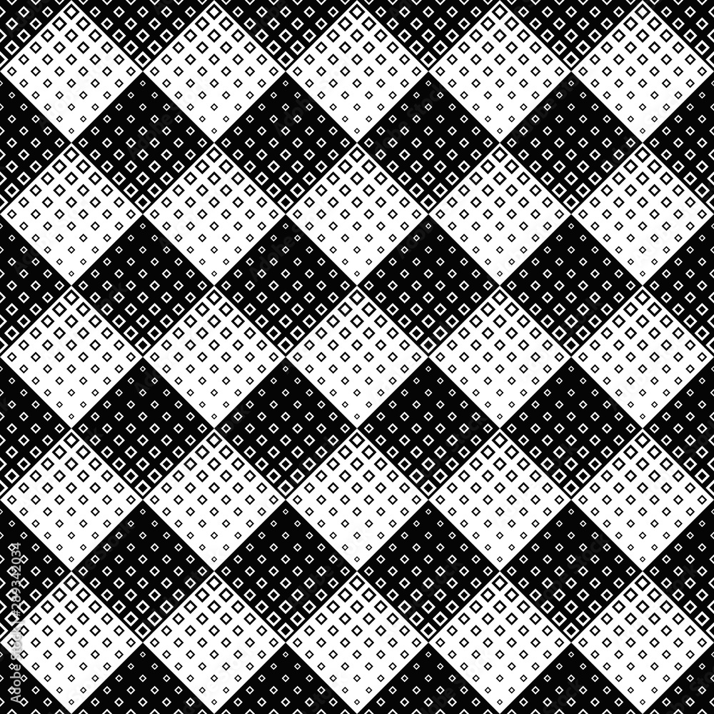 Poster Geometrical seamless monochrome diagonal square pattern background - abstract black and white vector graphic