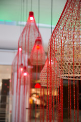 Chinese red lantern as new year symbol. Lunar holiday concept.