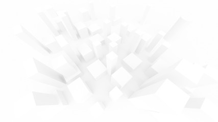 white background architecture. wallpaper and textures. 3d illustration of extruded cubes as stylized buildings.