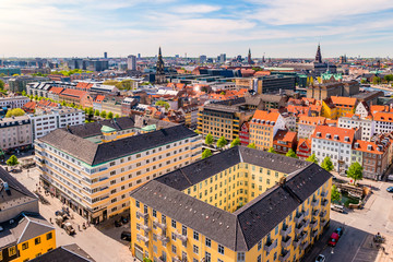 Fototapeta na wymiar Beautiful aerial view of Copenhagen from above, Denmark